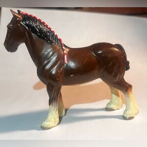 ERTL VINTAGE BROWN CLYDESDALE STALLION HORSE FIGURE TOY